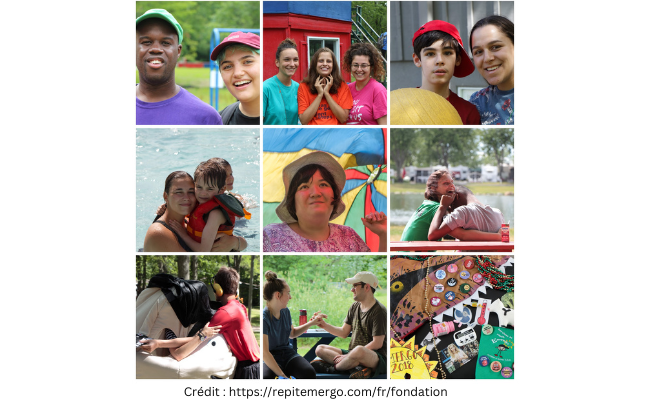 mosaîque de photos de différents participants dans différents lieux de loisirs